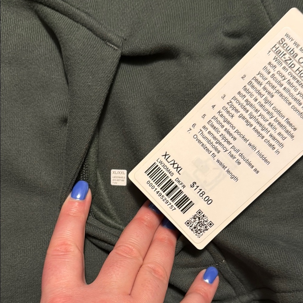 NWT - Lululemon Half Zip Scuba - dark forest green - Picture 4 of 4
